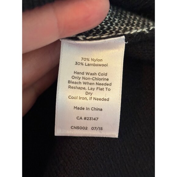 Talbots Black & White Cowl Neck Sweater With Geometric Snowflake Pattern - Picture 5 of 6